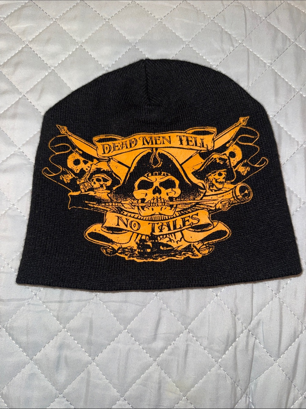 Disney Pirates of the Caribbean Black Beanie with Orange Skull  small